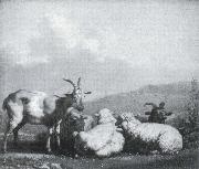 Karel Dujardin Sheep and goats painting